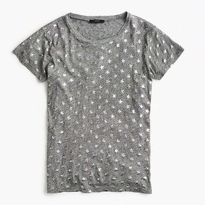 J.Crew gray metallic star tee, size M